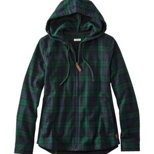 L.L. Bean Women's Scotch Plaid Flannel Shirt, Relaxed Zip Hoodie Size 1X